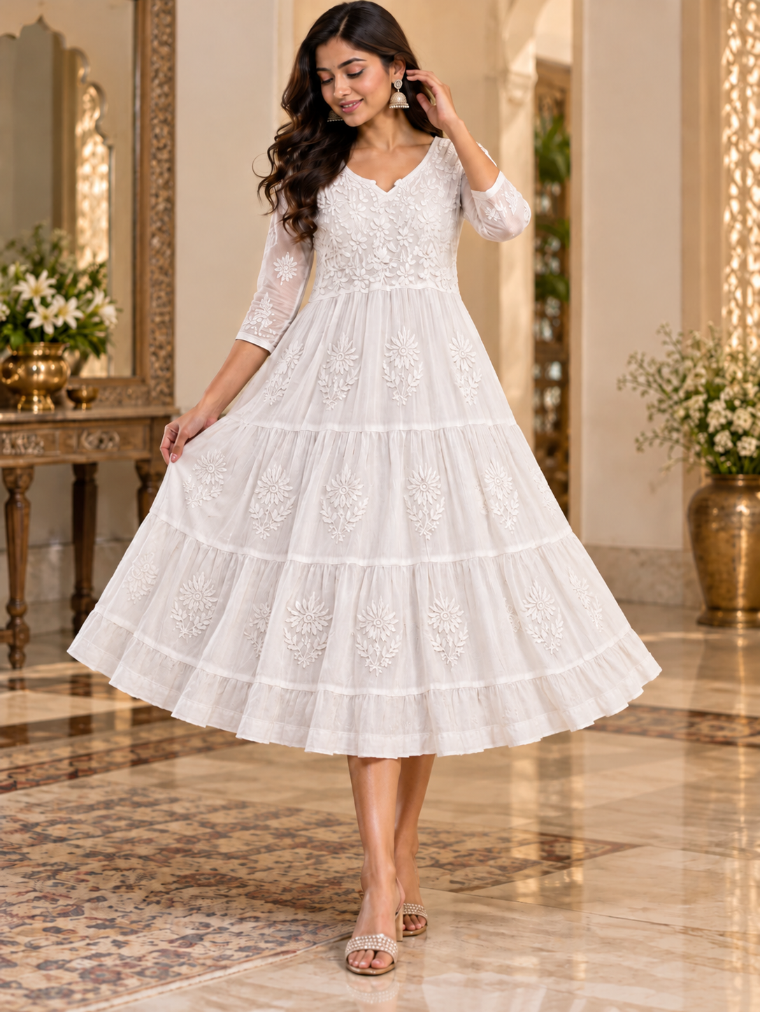 Modal Satin Lucknowi Gawn