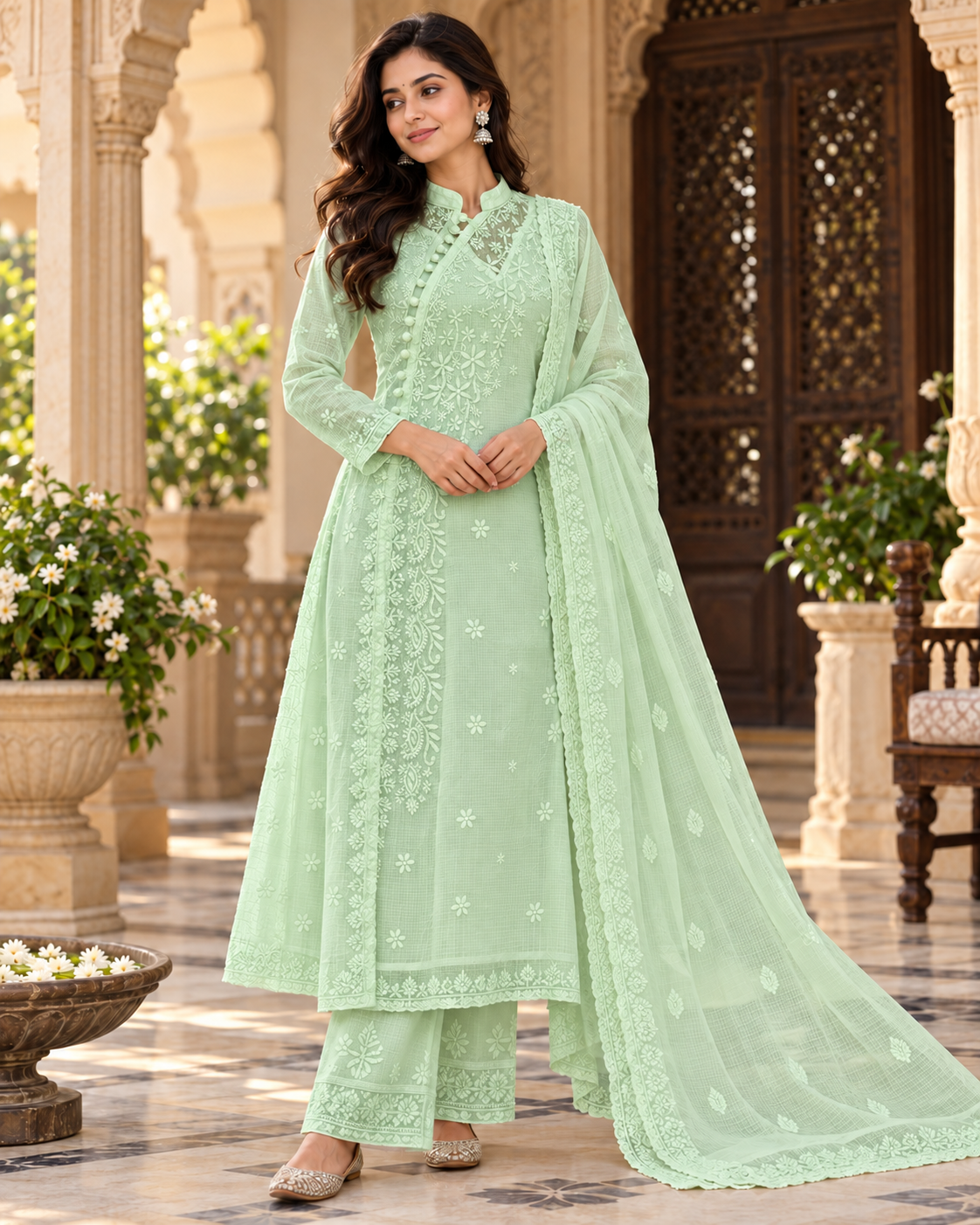 Kota Doria Kurti Duppatta Pant Sets