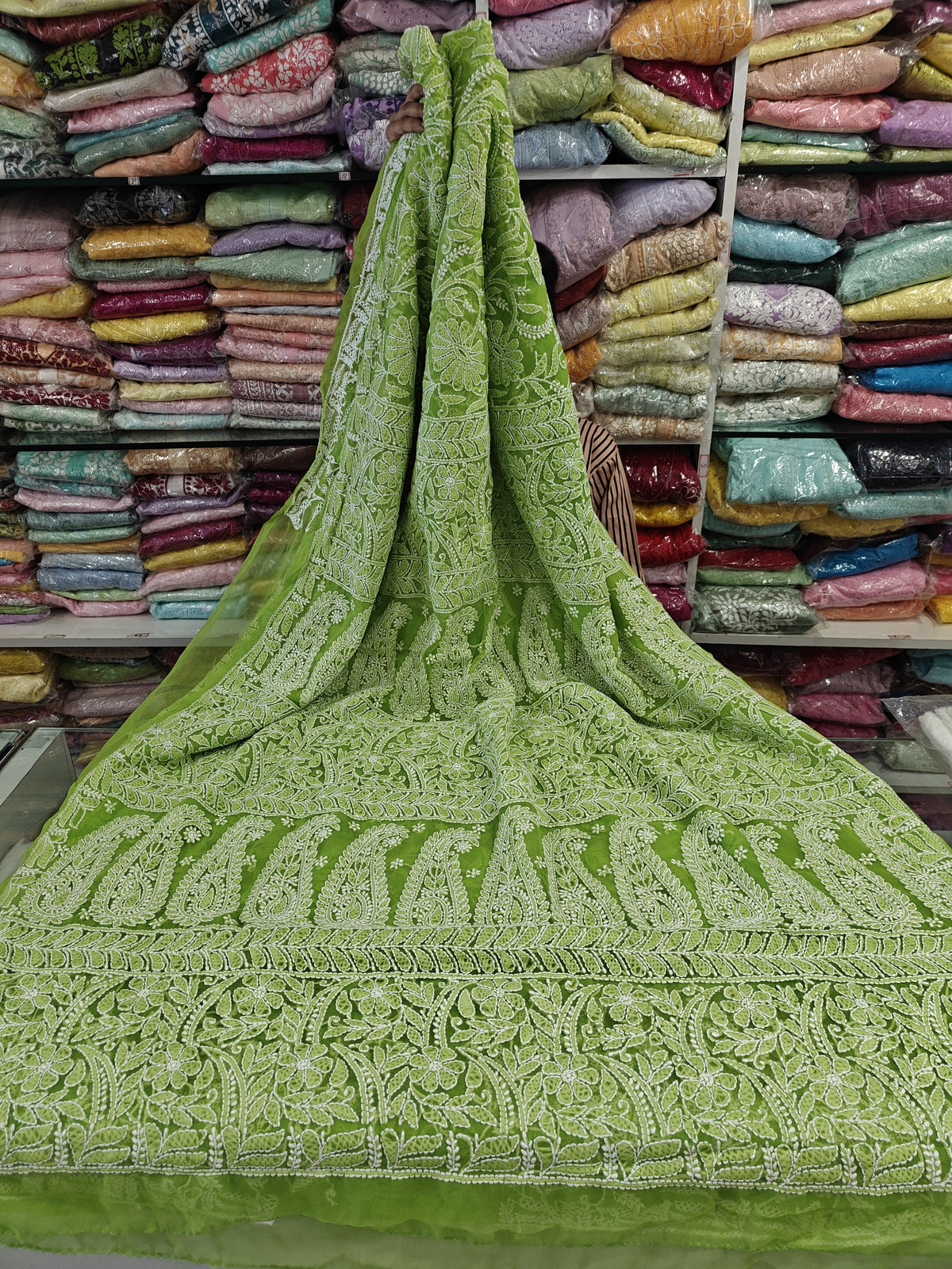 Georgette Full Jaal Lucknowi Sarees