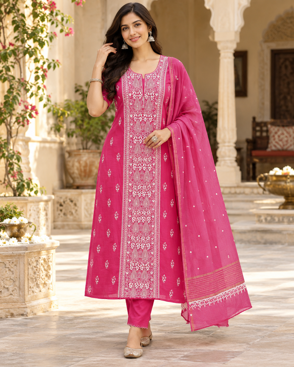 Panel Heavy Cutdana Work Unstitched Kurti Duppatta Set