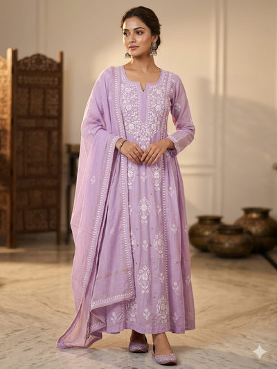CHANDERI GOWN SET