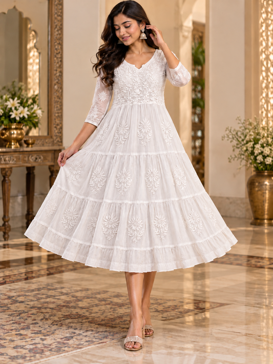 Modal Satin Lucknowi Gawn