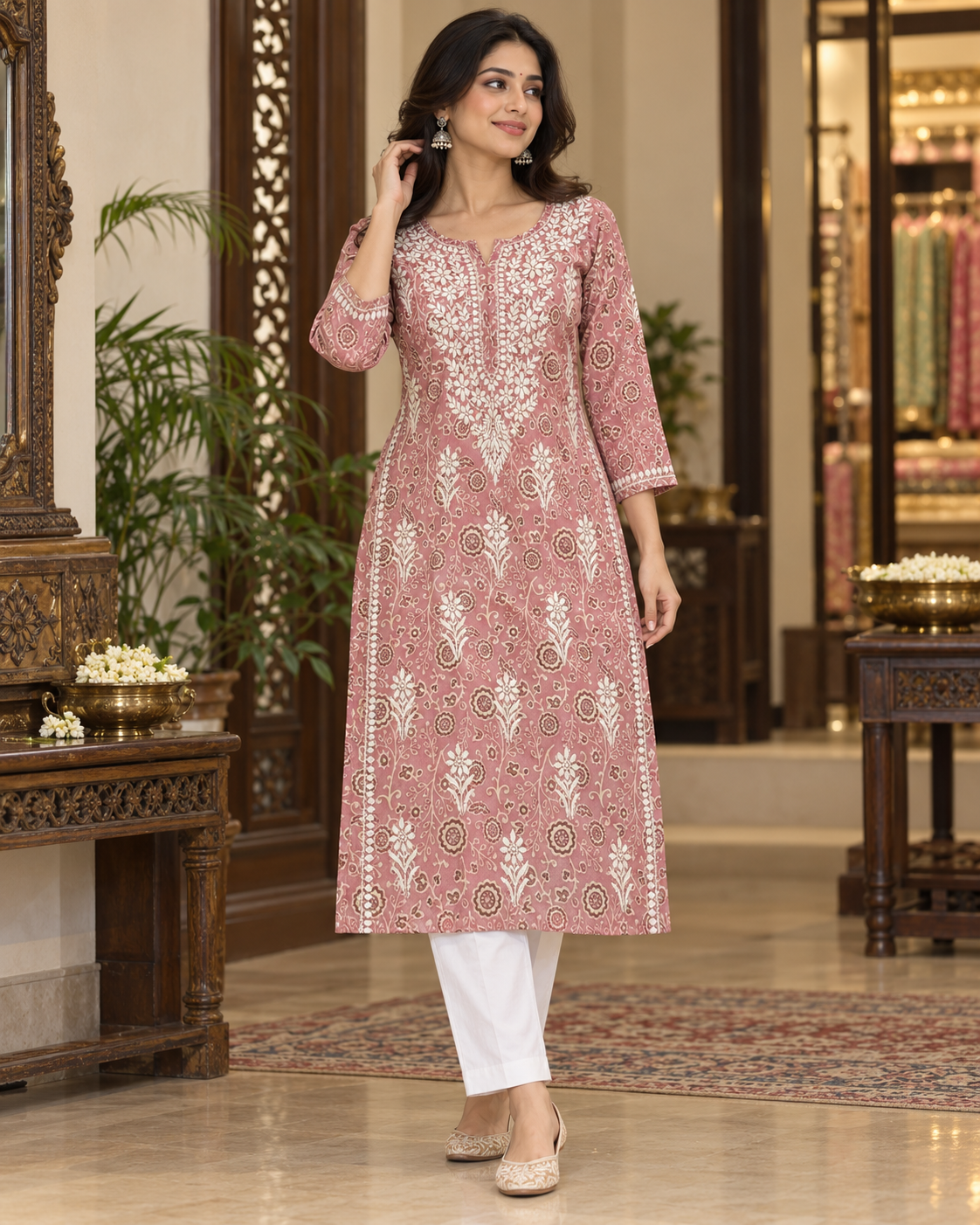 Lucknowi Mul Printed Kurties