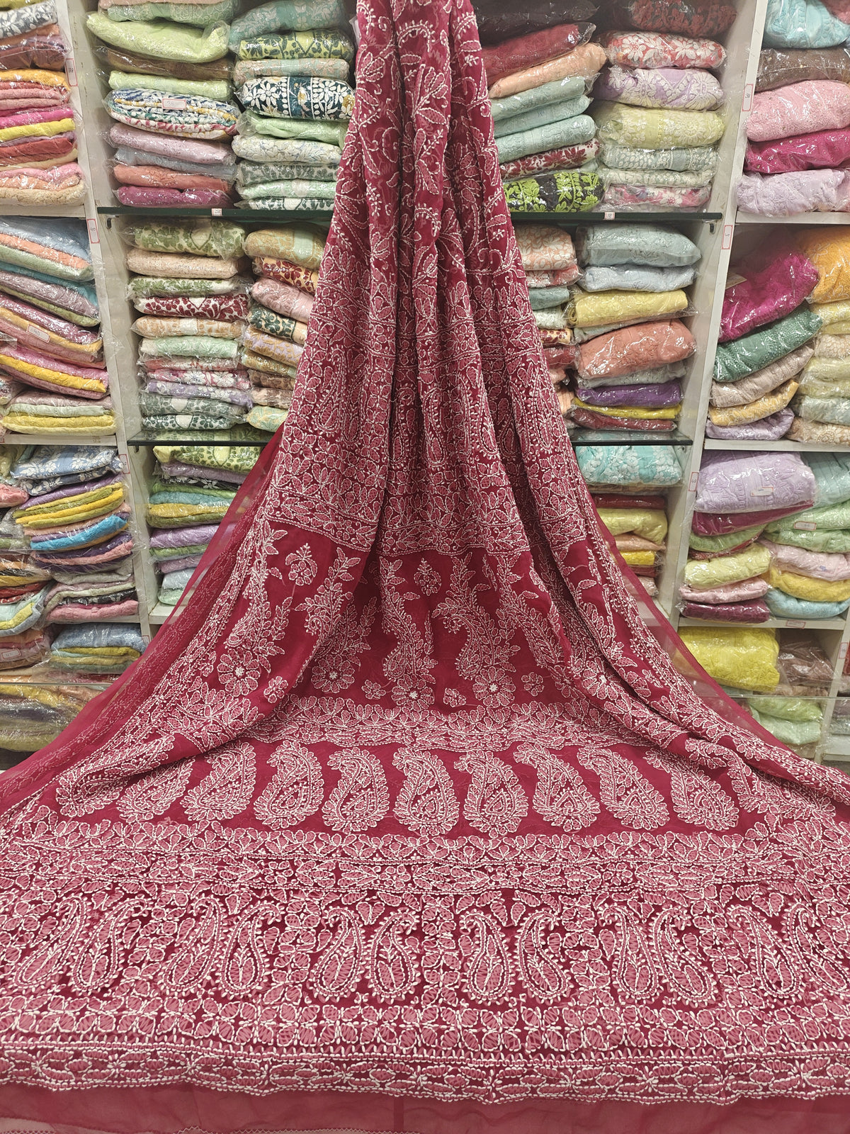 Georgette Full Jaal Lucknowi Sarees