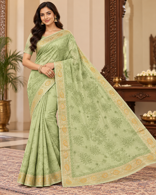 Banarasi Chanderi Fancy Lucknowi Saree