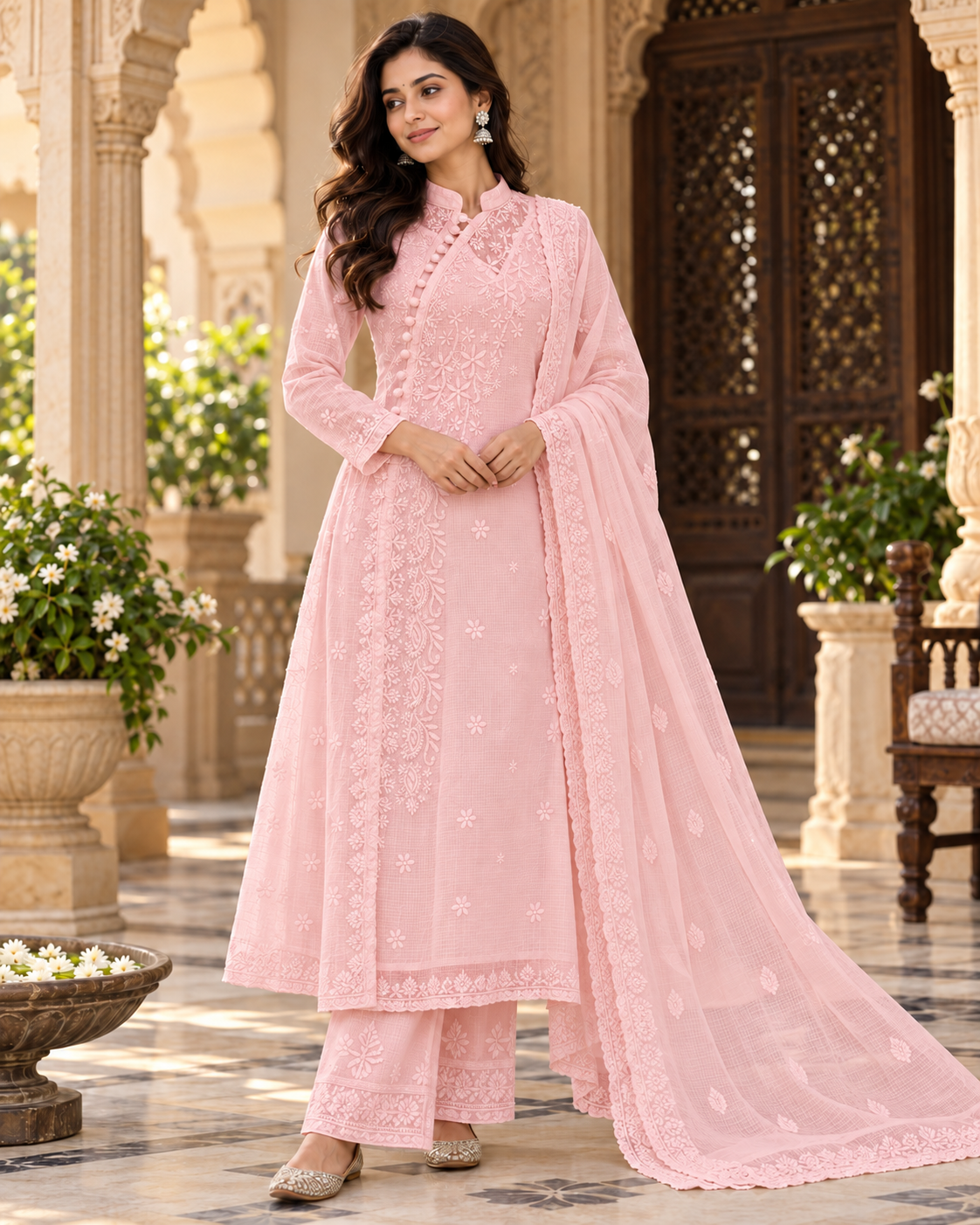 Kota Doria Kurti Duppatta Pant Sets