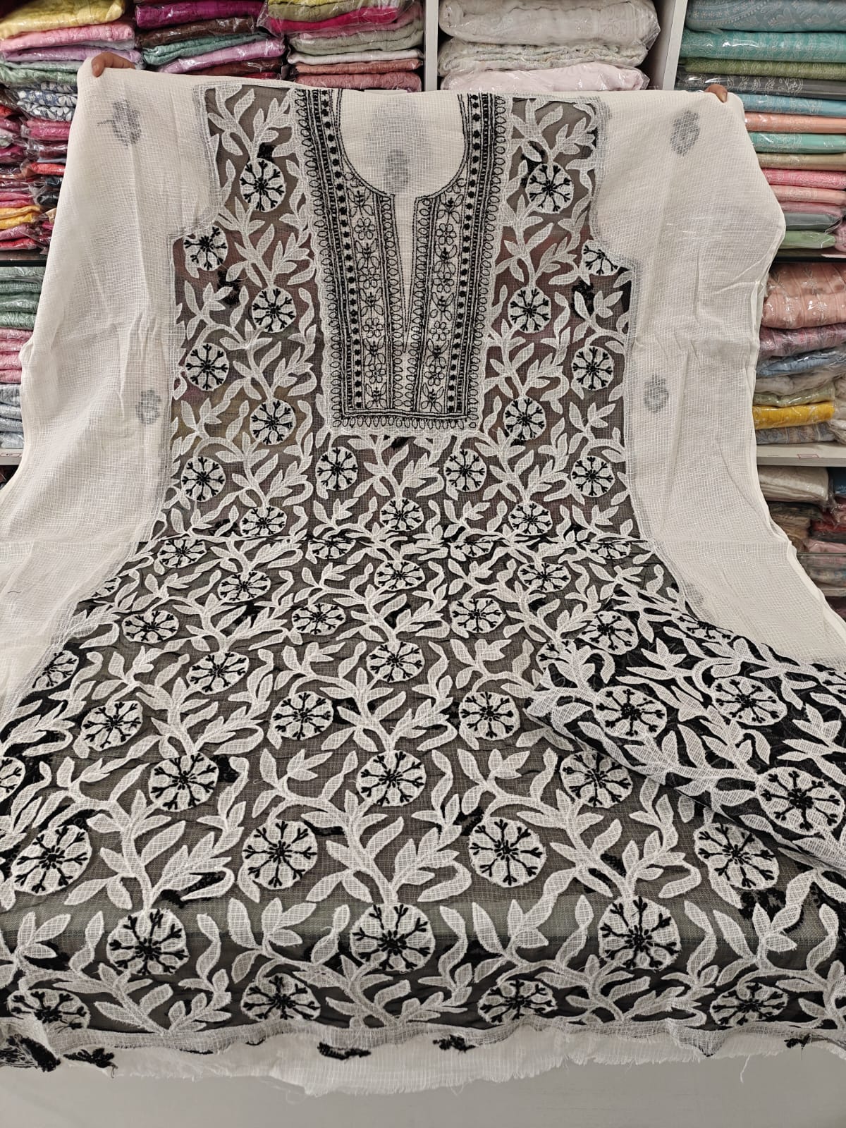 Kota Doria Net Applique Patch Work Kurti Duppatta Sets