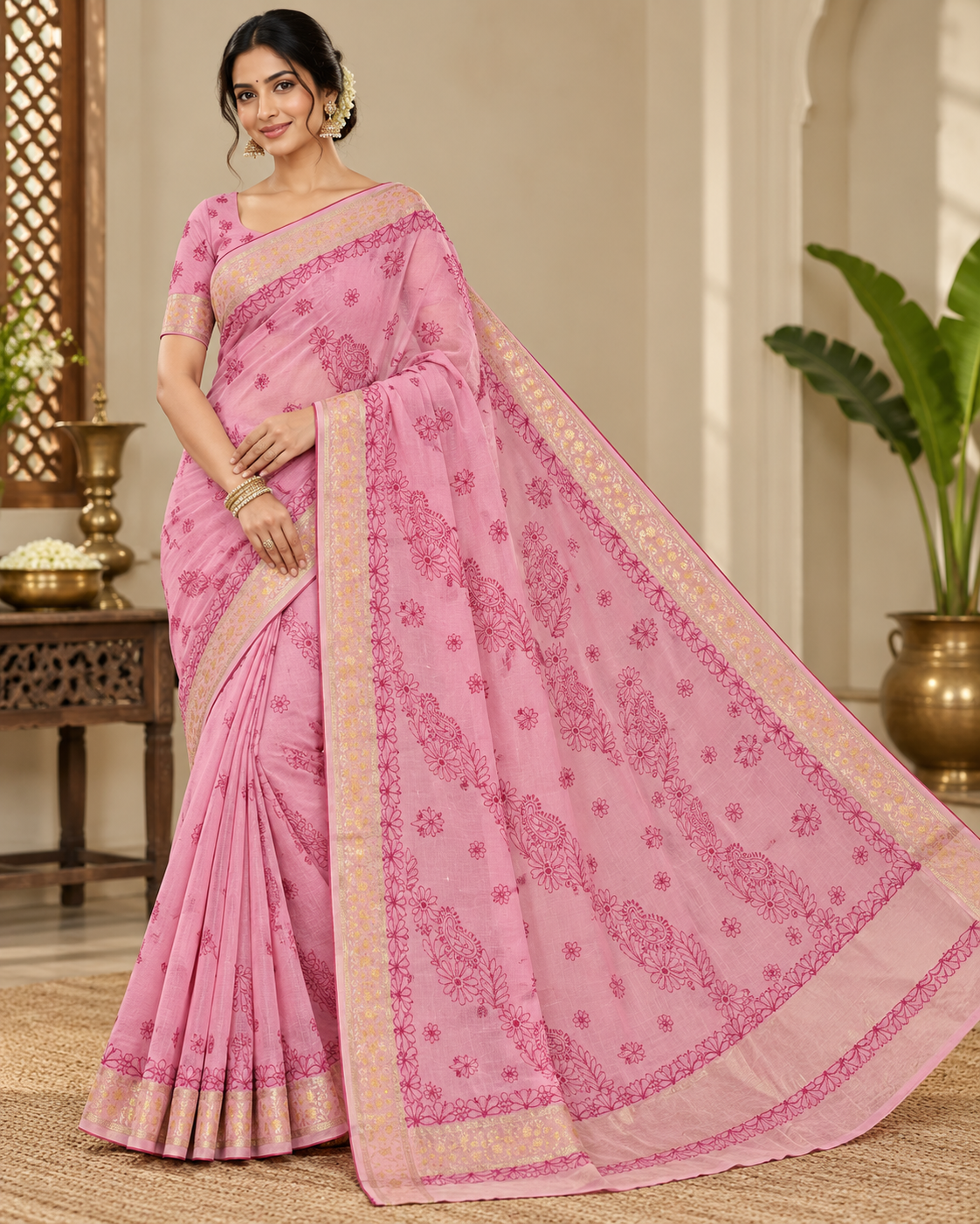 Banarasi Chanderi Fancy Lucknowi Saree
