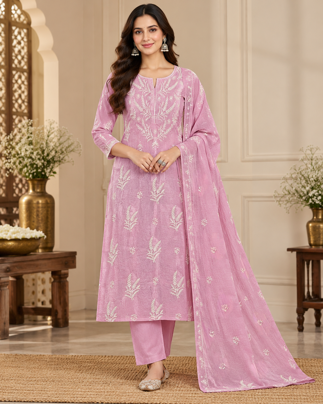 Pure Tussar Silk Unstitched Kurti Duppatta Sets (2Pcs)