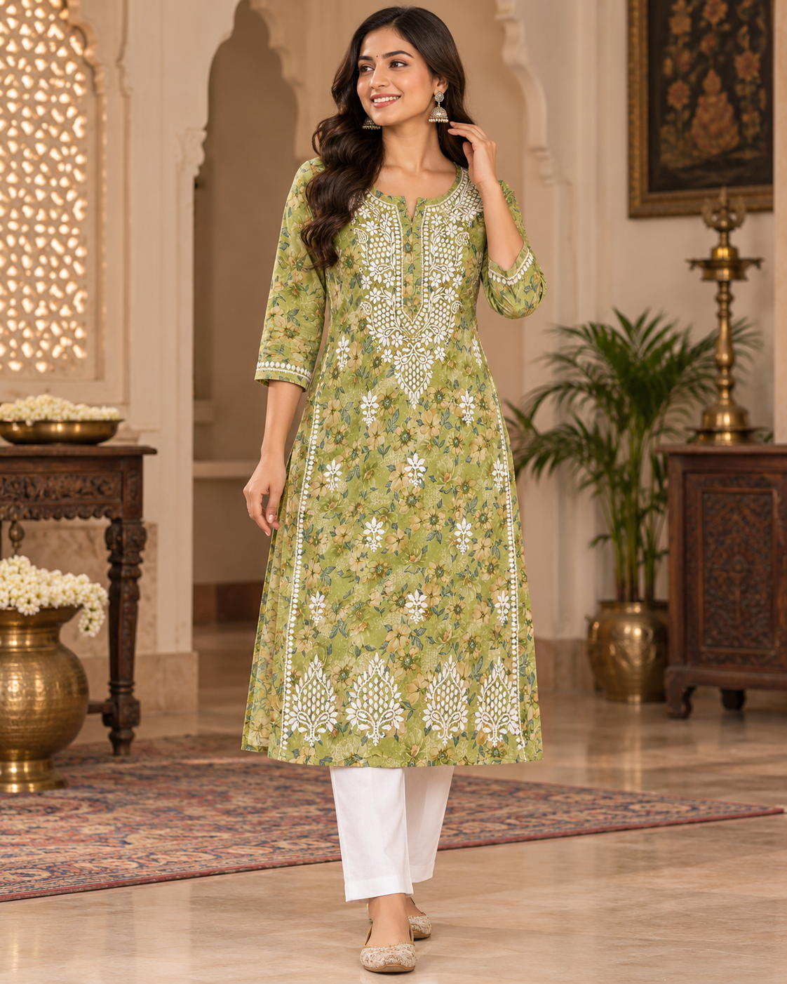 Lucknowi Mul Printed Kurties