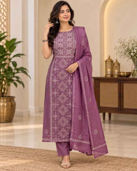Pure Tussar Silk Unstitched Kurti Duppatta Sets (2Pcs)