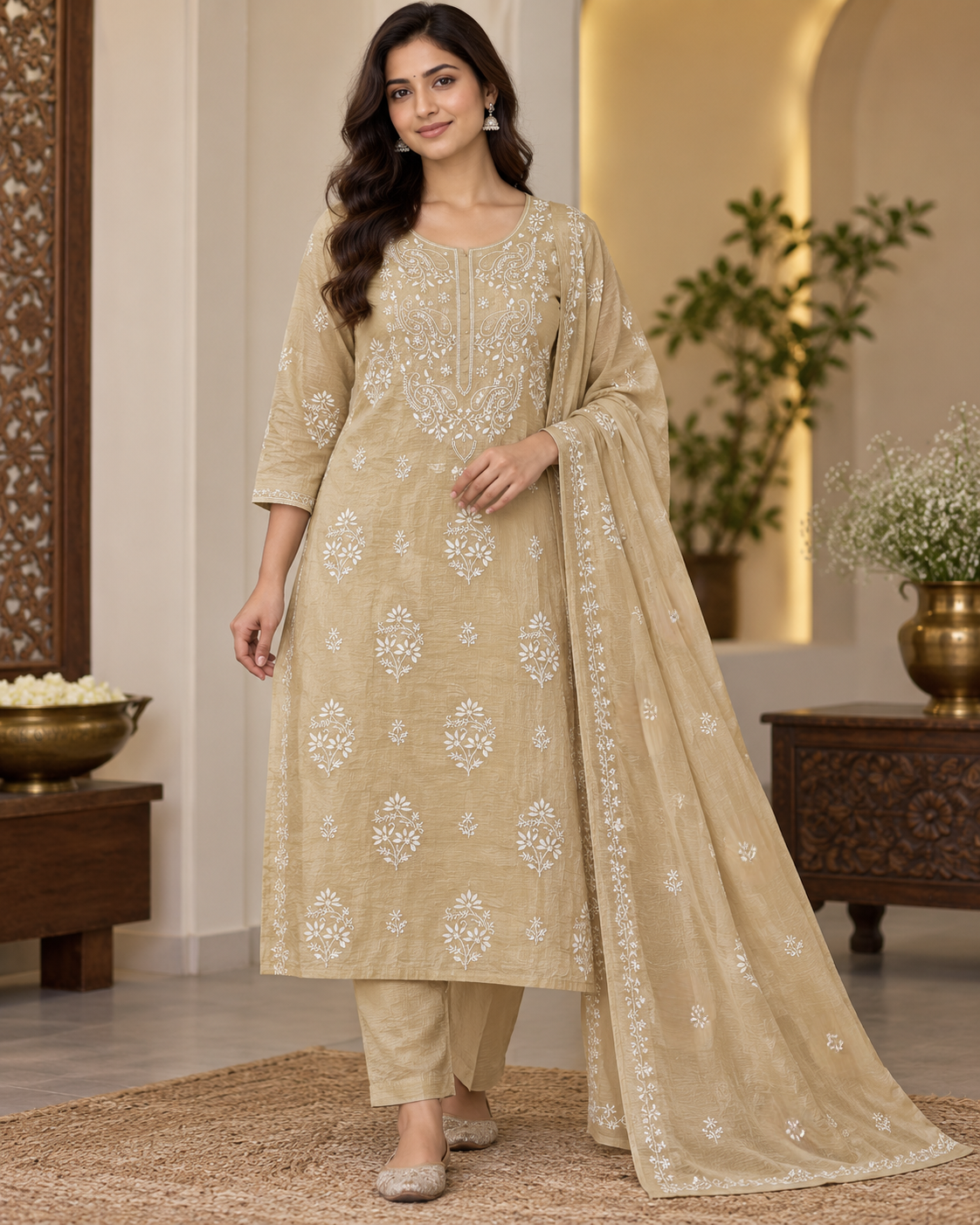 Pure Tussar Silk Unstitched Kurti Duppatta Sets (2Pcs)