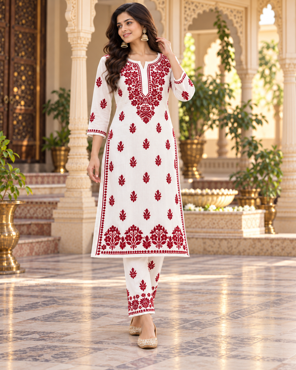 Rayon Colour Thread Kurti Plazzo Sets