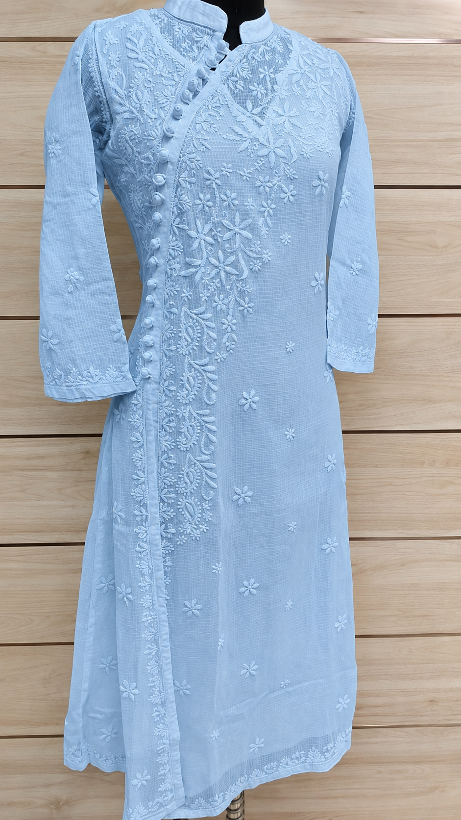 Exclusive Kota Doria Angarakha Side Button Designer Long Dress