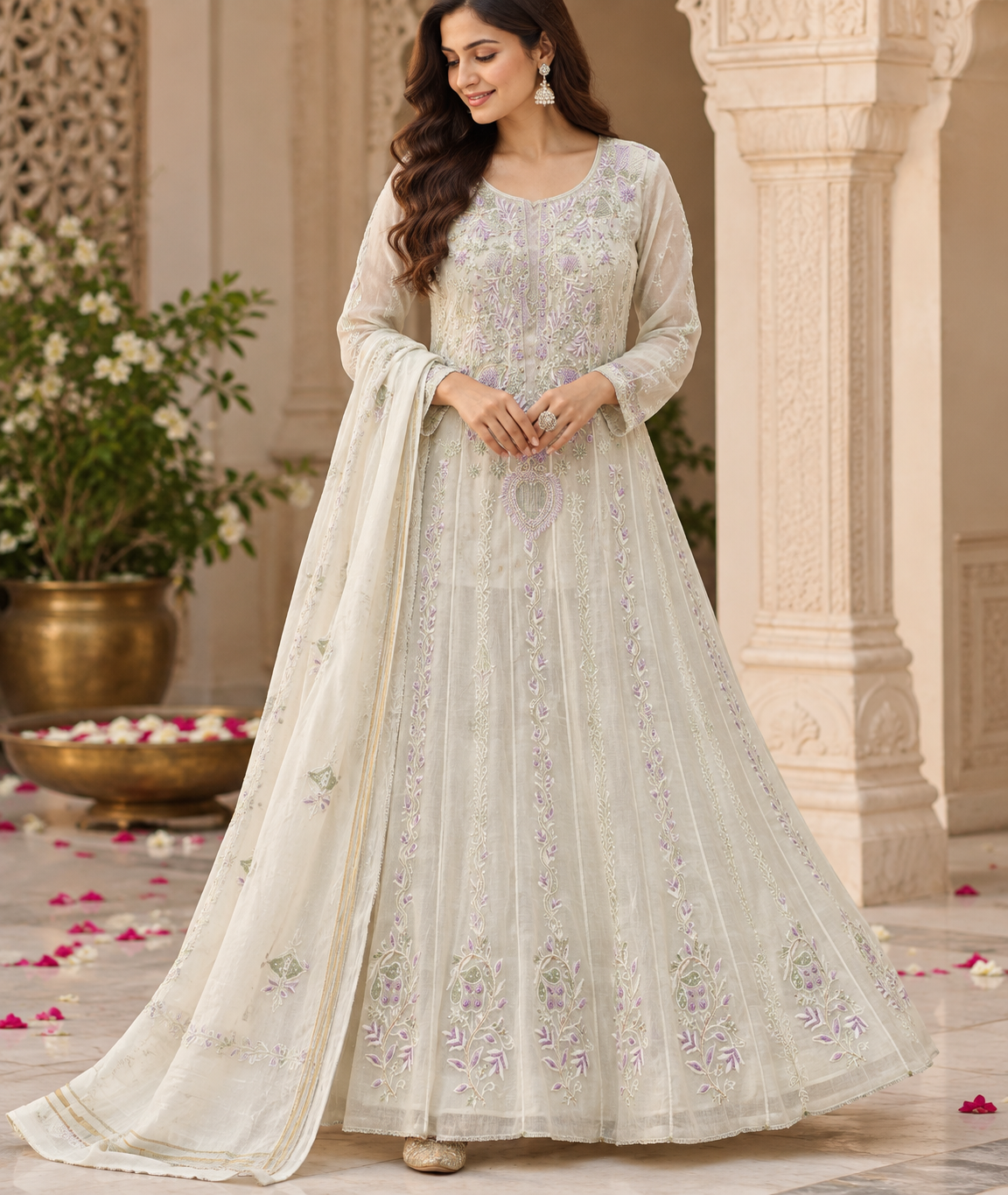 Heavy Mul Pearl Cutdana Anarkali