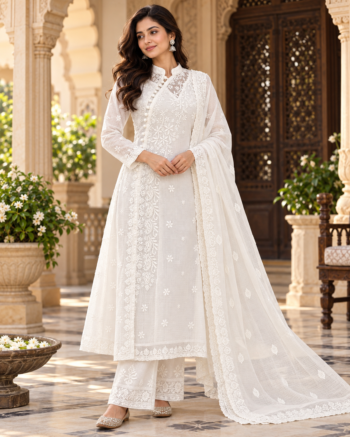 Kota Doria Kurti Duppatta Pant Sets