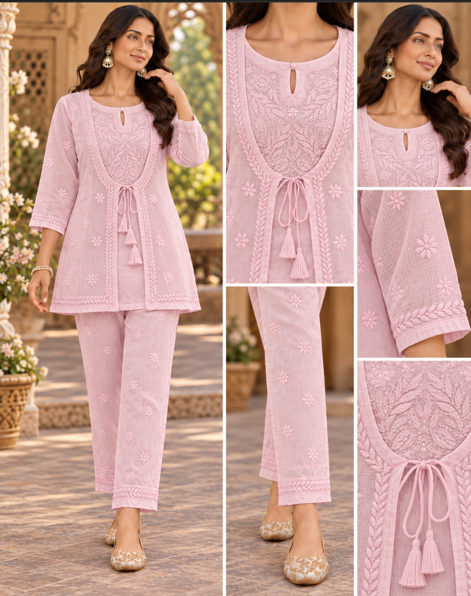 Kota Doria Noorjahan Koti Jacket Style Cord Sets