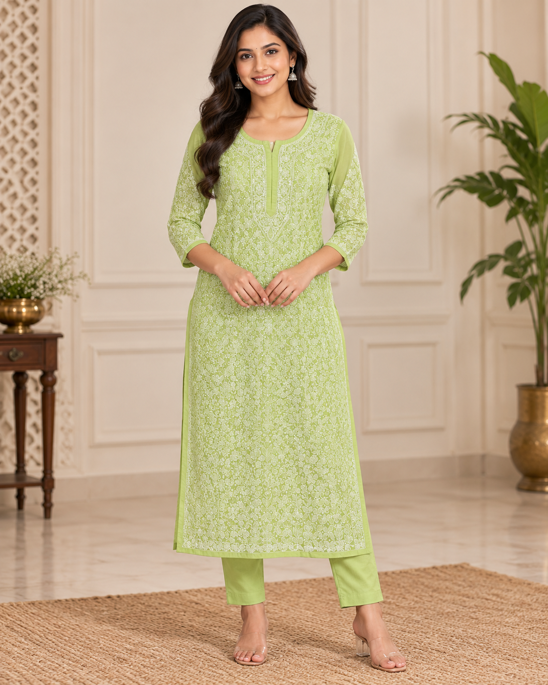 TV Cotton Full Heavy Jaal Shadow Work Kurties
