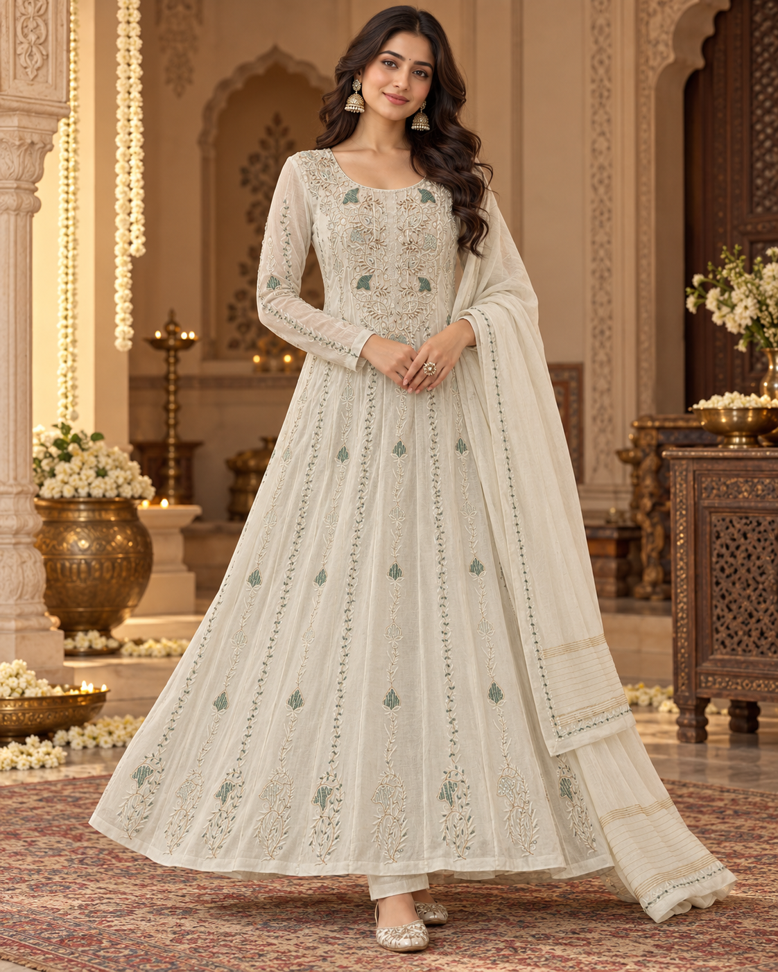 Heavy Mul Pearl Cutdana Anarkali