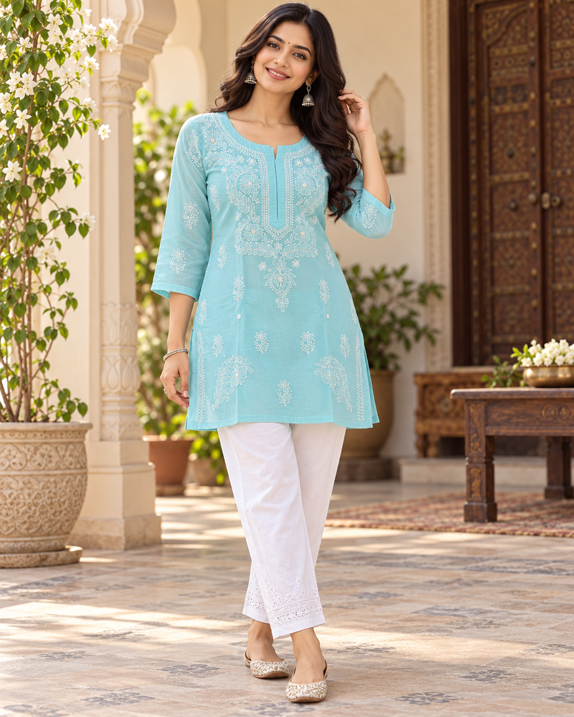 Voil Cotton Front Jaal Short Tops