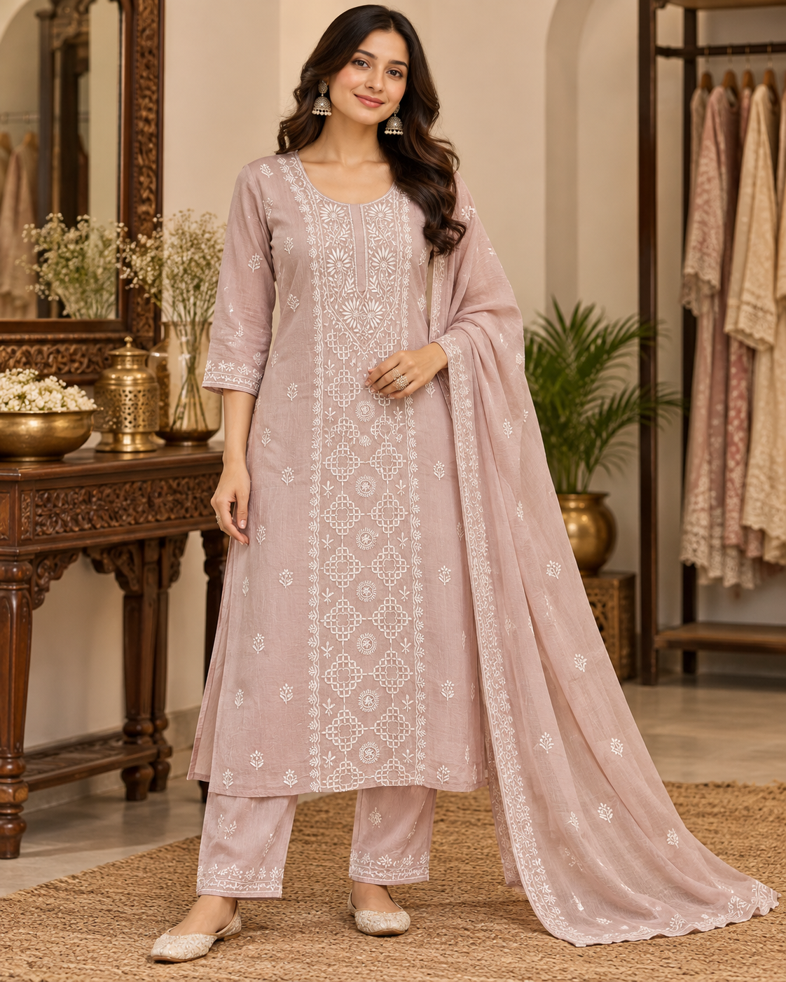 Pure Tussar Silk Unstitched Kurti Duppatta Sets (2Pcs)
