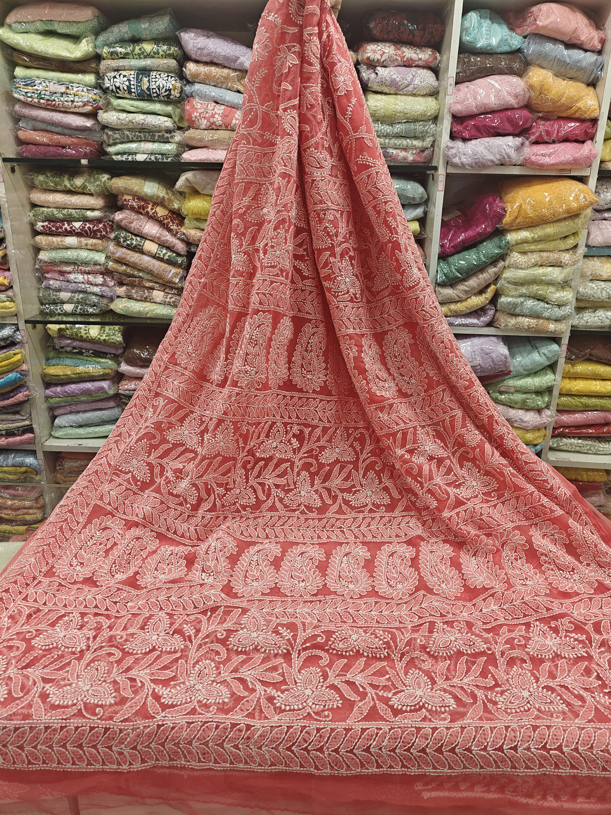 Georgette Full Jaal Lucknowi Sarees
