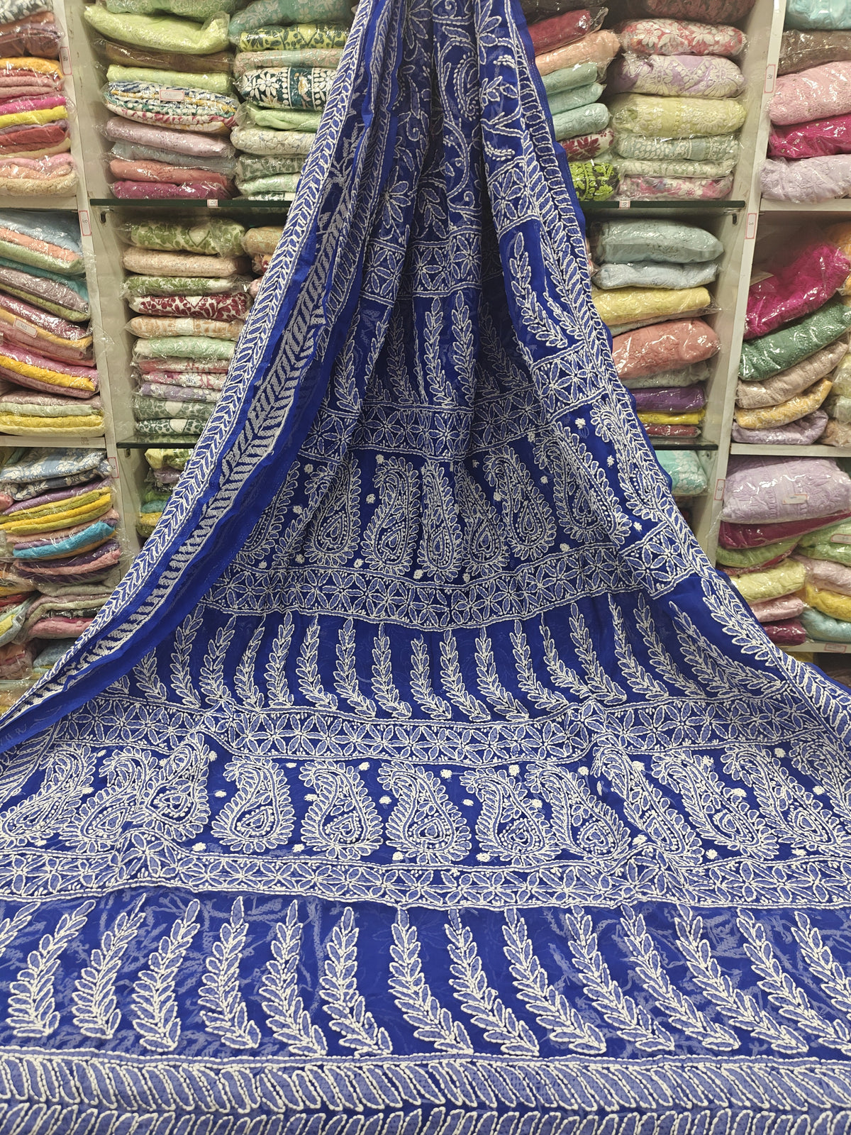 Georgette Full Jaal Lucknowi Sarees