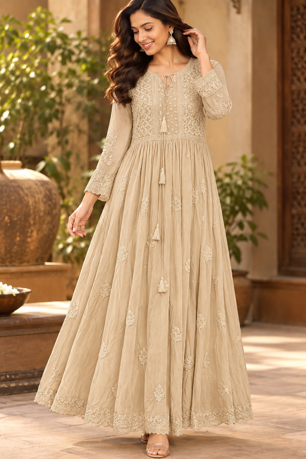 Viscose Georgette Party Wear Long Gawn