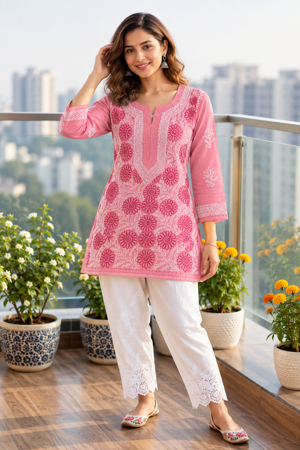 Voil Cotton Front Jaal Short Tops