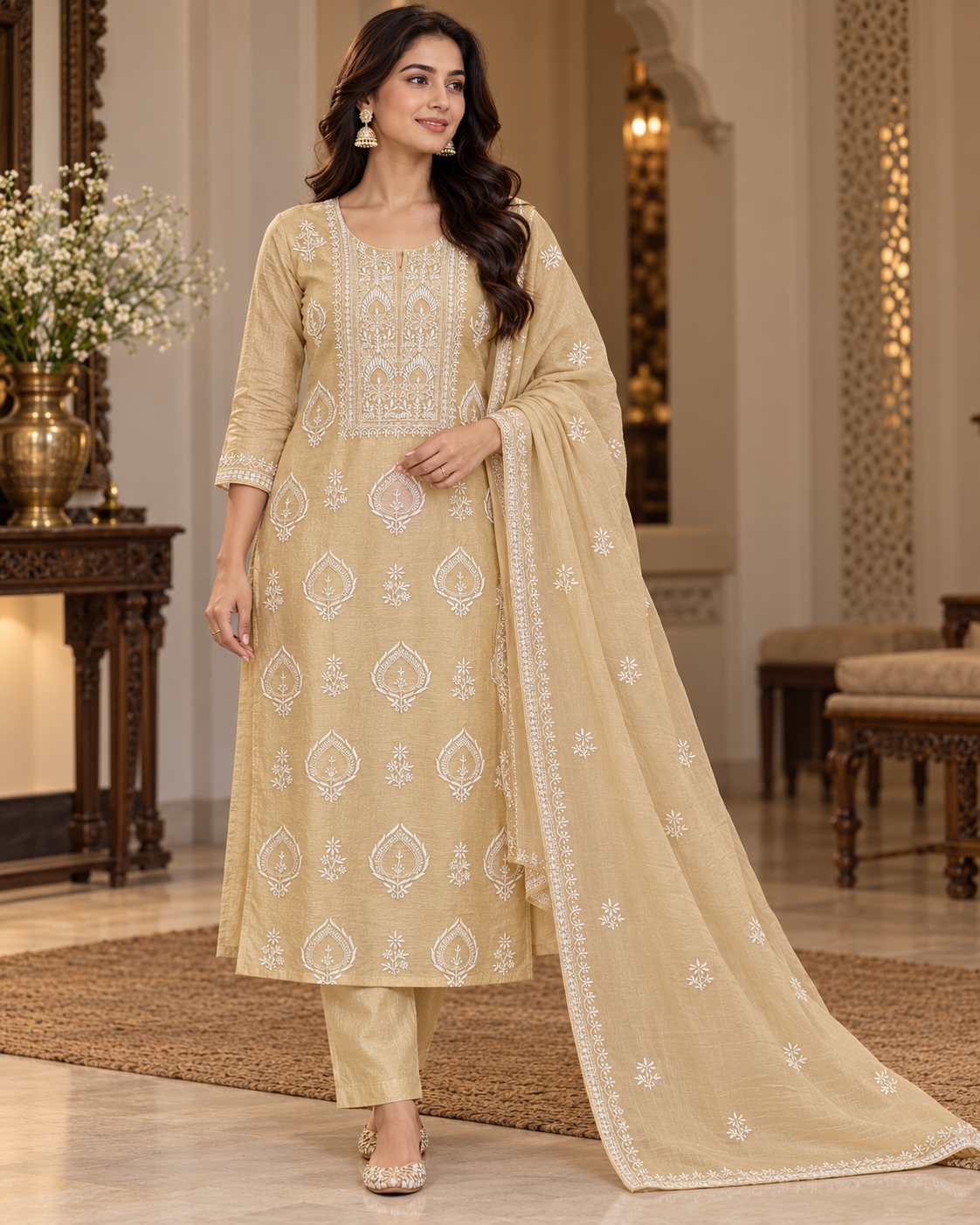 Pure Tussar Silk Unstitched Kurti Duppatta Sets (2Pcs)
