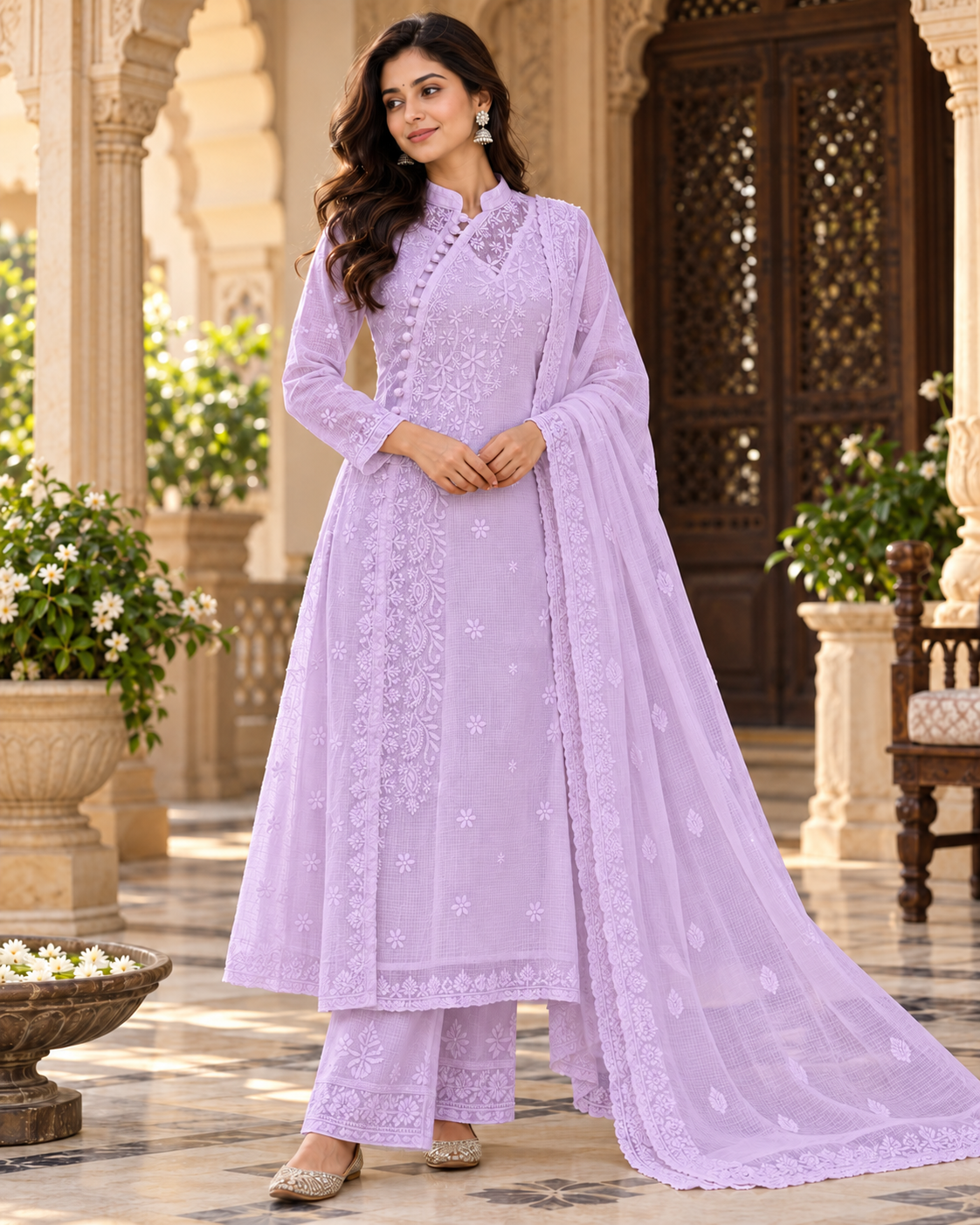 Kota Doria Kurti Duppatta Pant Sets
