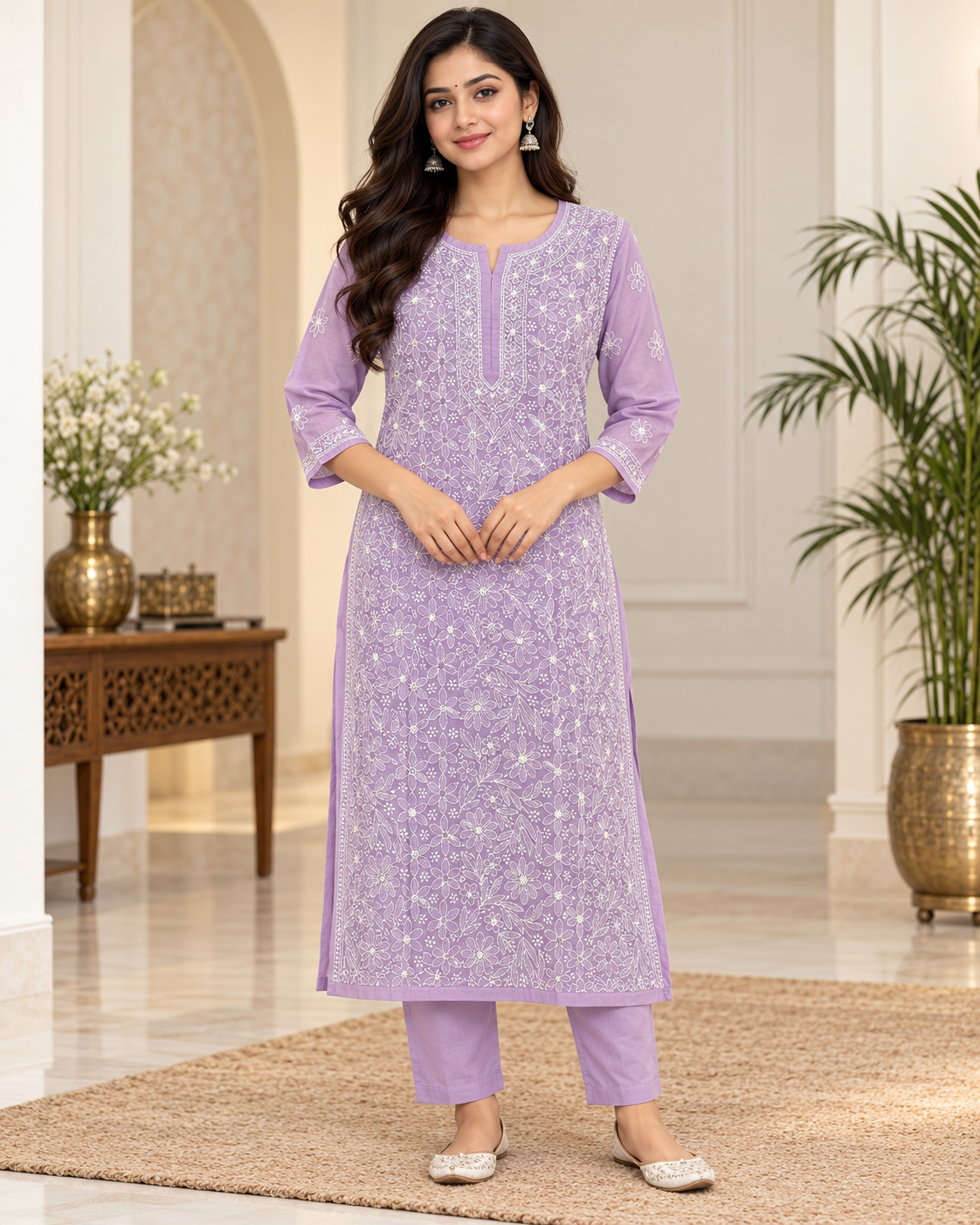 TV Cotton Full Heavy Jaal Shadow Work Kurties