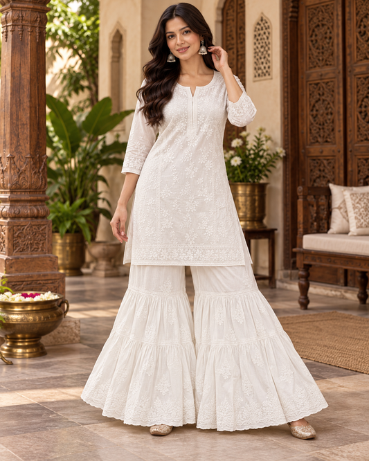 Lucknowi Cotton Sharara With Astar