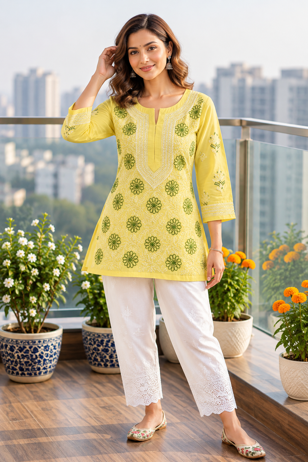 Voil Cotton Front Jaal Short Tops