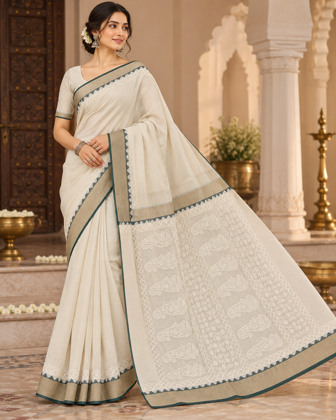 Soft Kota Chanderi Tepchi Work Saree