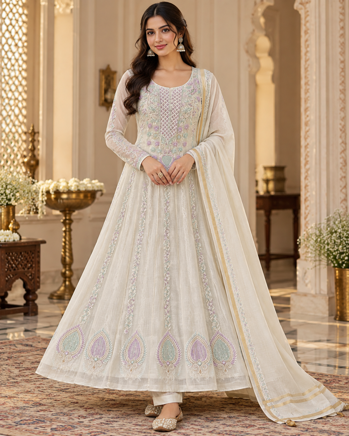 Heavy Mul Pearl Cutdana Anarkali