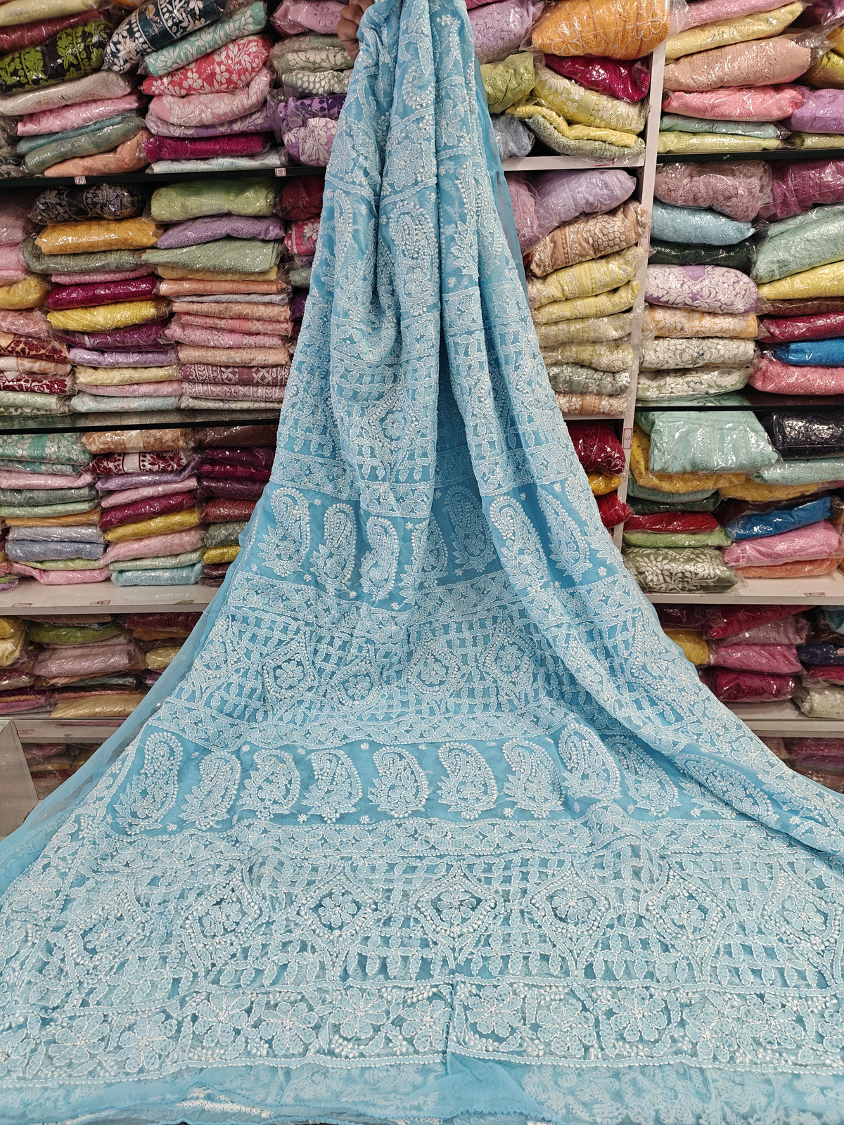 Georgette Full Jaal Lucknowi Sarees