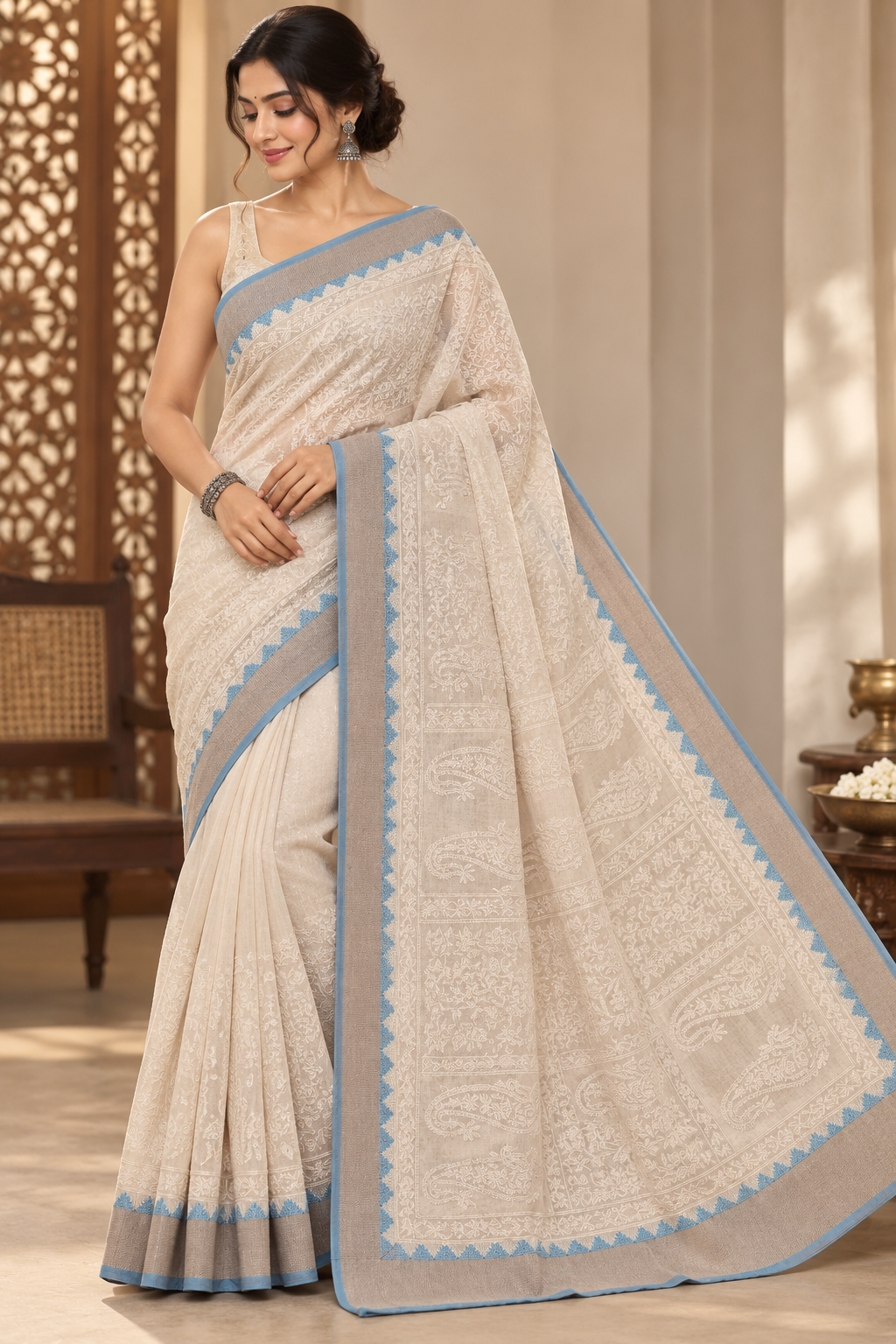 Soft Kota Chanderi Tepchi Work Saree