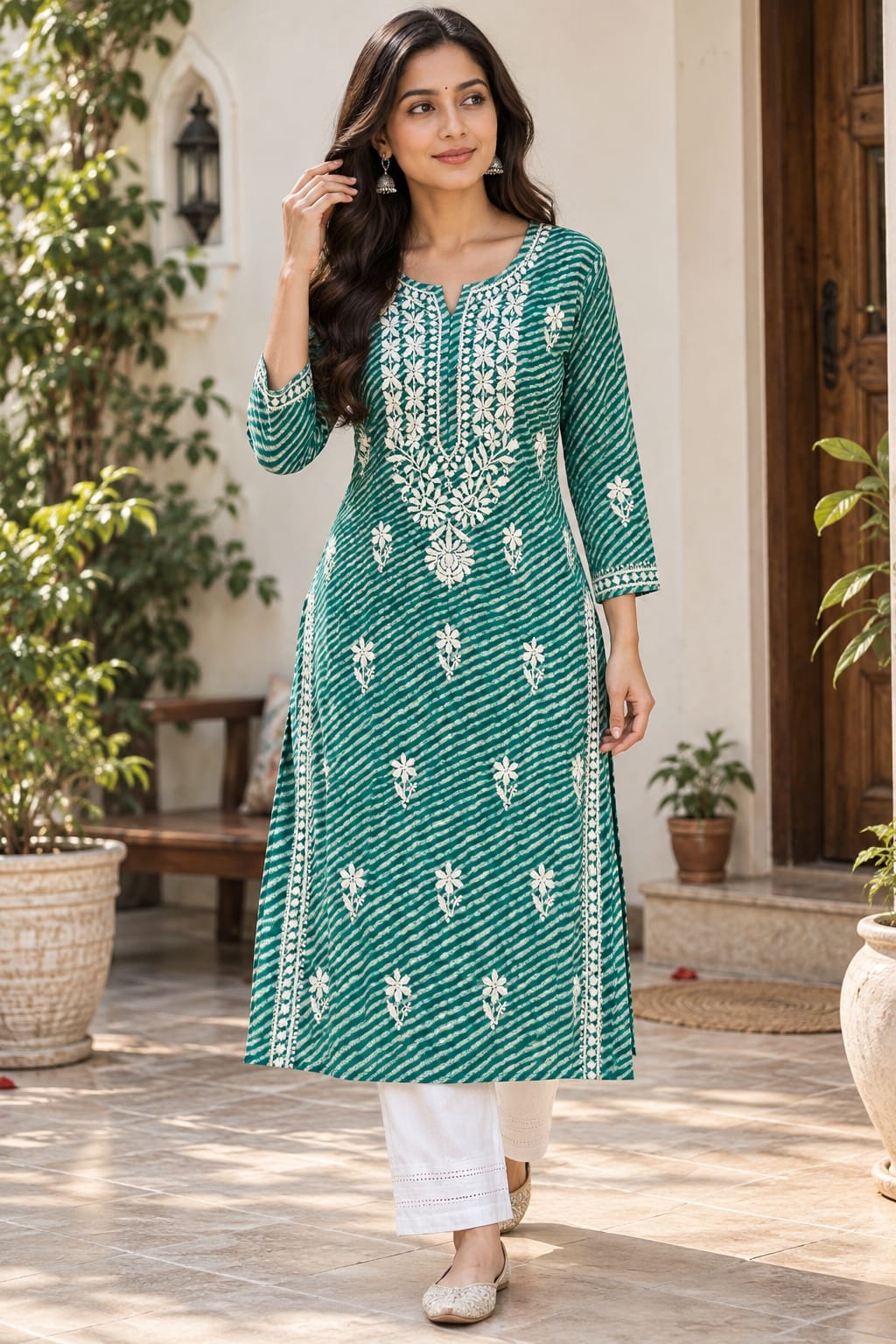 Mul Printed Leheriya Kurti