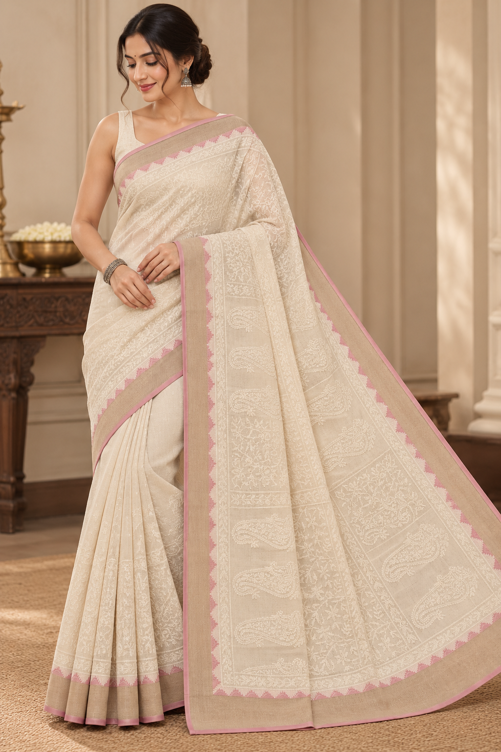 Soft Kota Chanderi Tepchi Work Saree