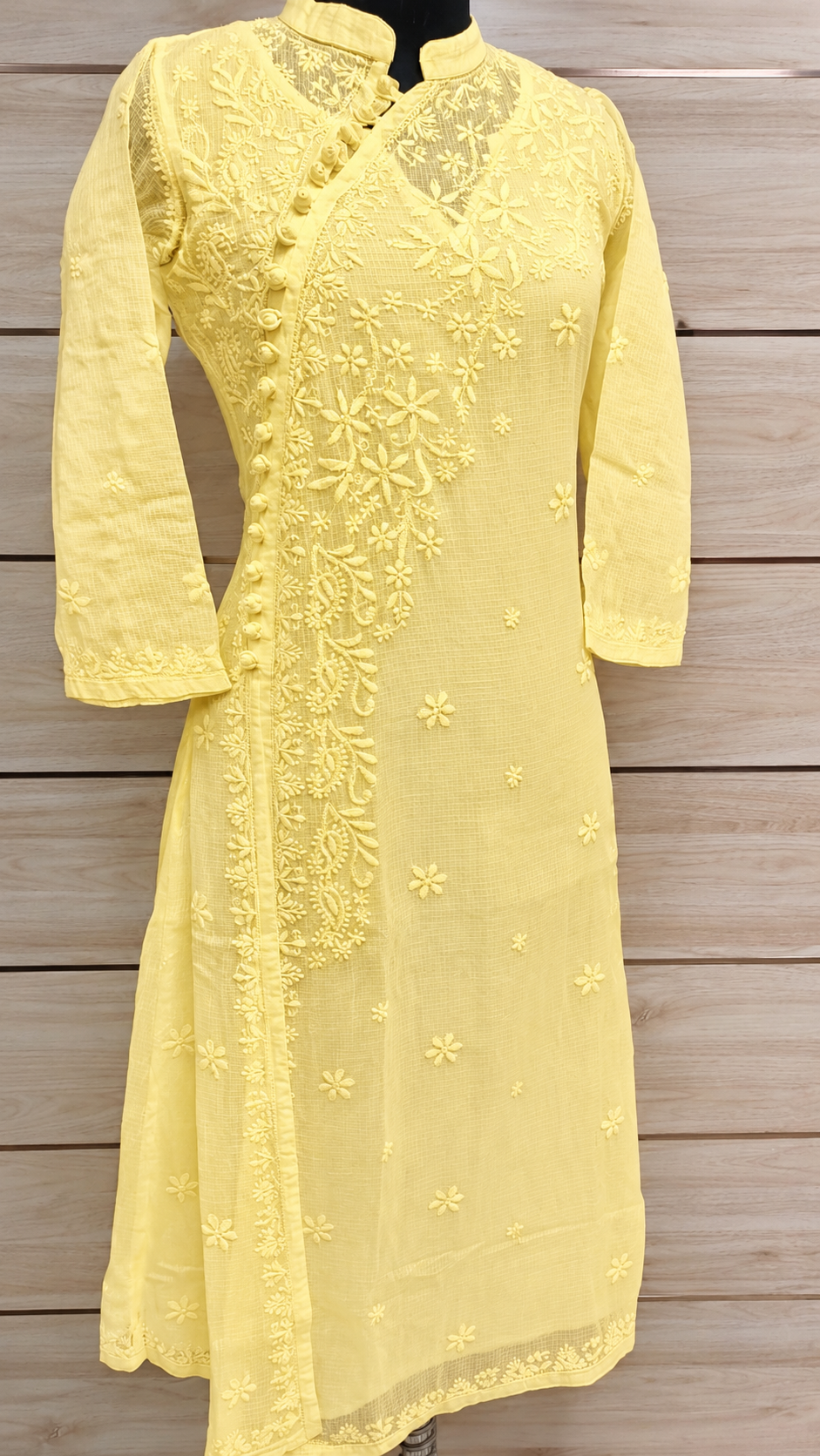 Exclusive Kota Doria Angarakha Side Button Designer Long Dress
