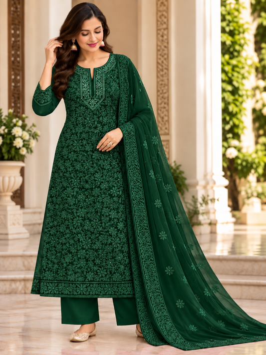 Parsi Neck Viscose Georgette Cutdana  Kurti Duppatta Sets