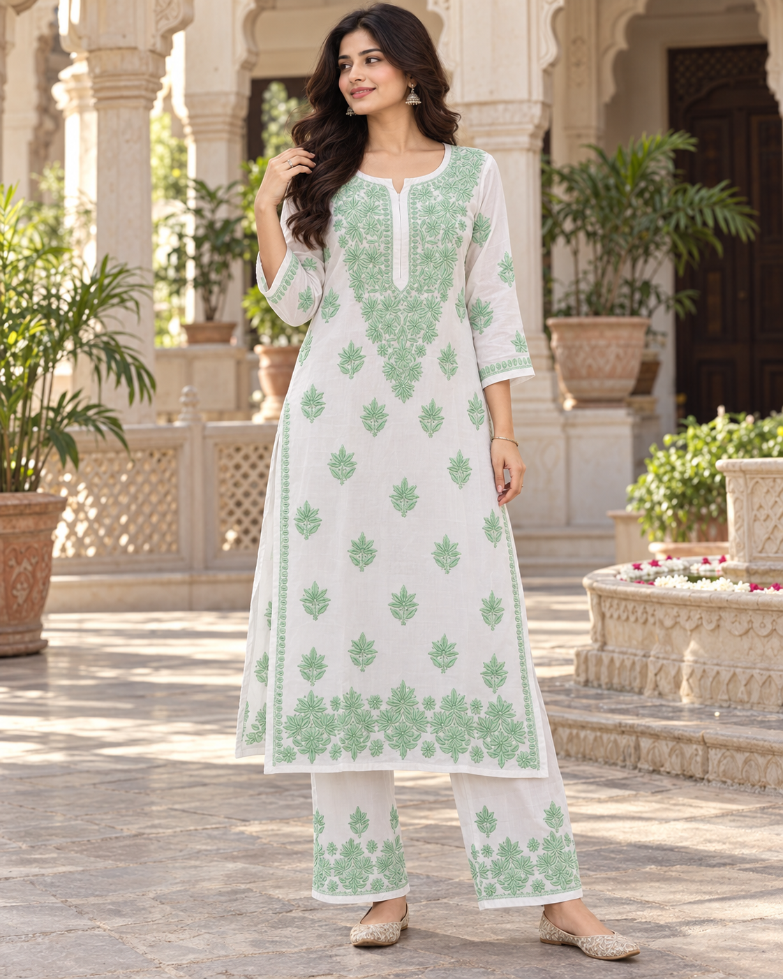 Rayon Colour Thread Kurti Plazzo Sets