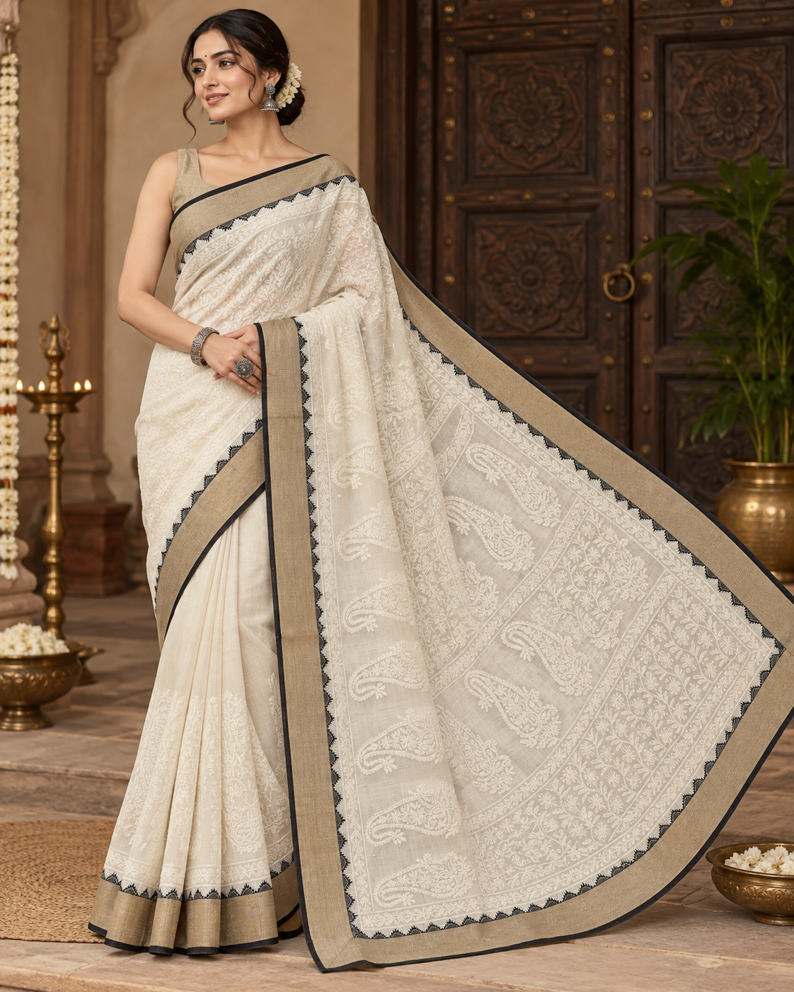 Soft Kota Chanderi Tepchi Work Saree