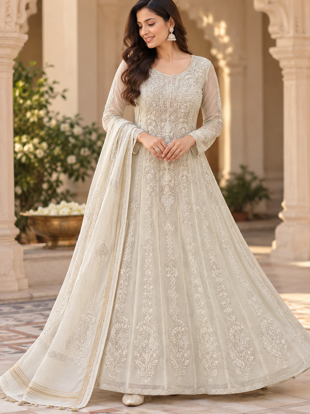 Heavy Mul Pearl Cutdana Anarkali