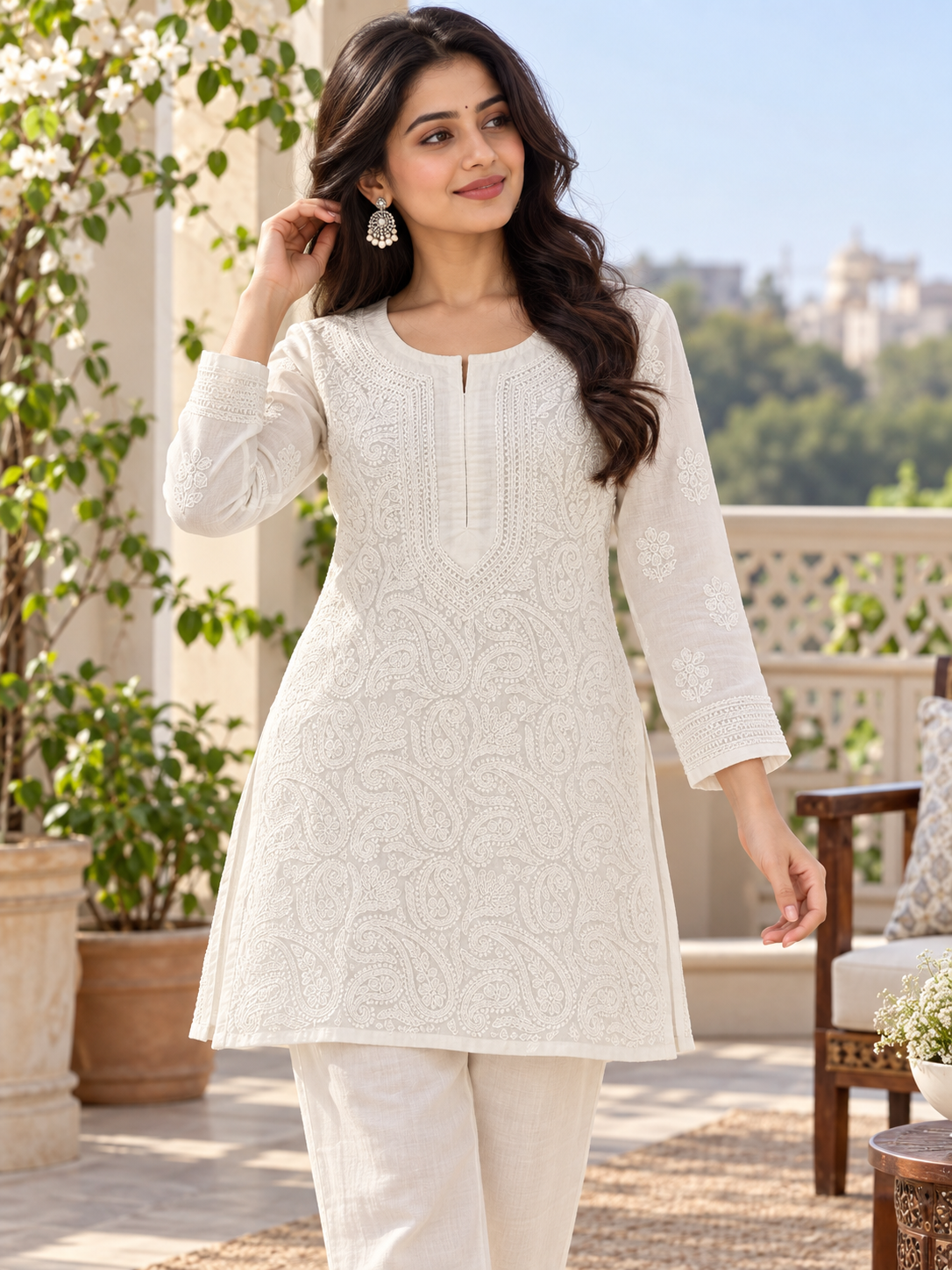 Voil Cotton Front Jaal Short Tops