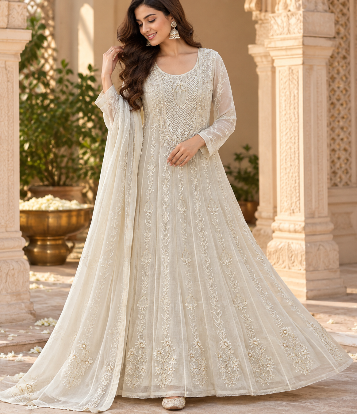 Heavy Mul Pearl Cutdana Anarkali