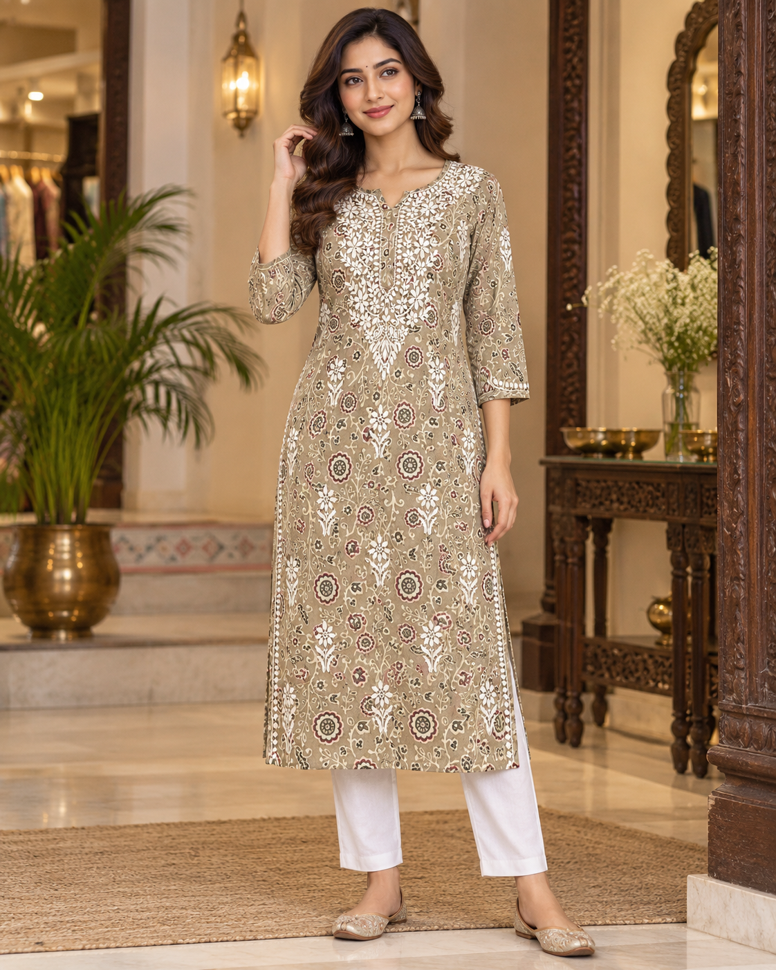 Lucknowi Mul Printed Kurties