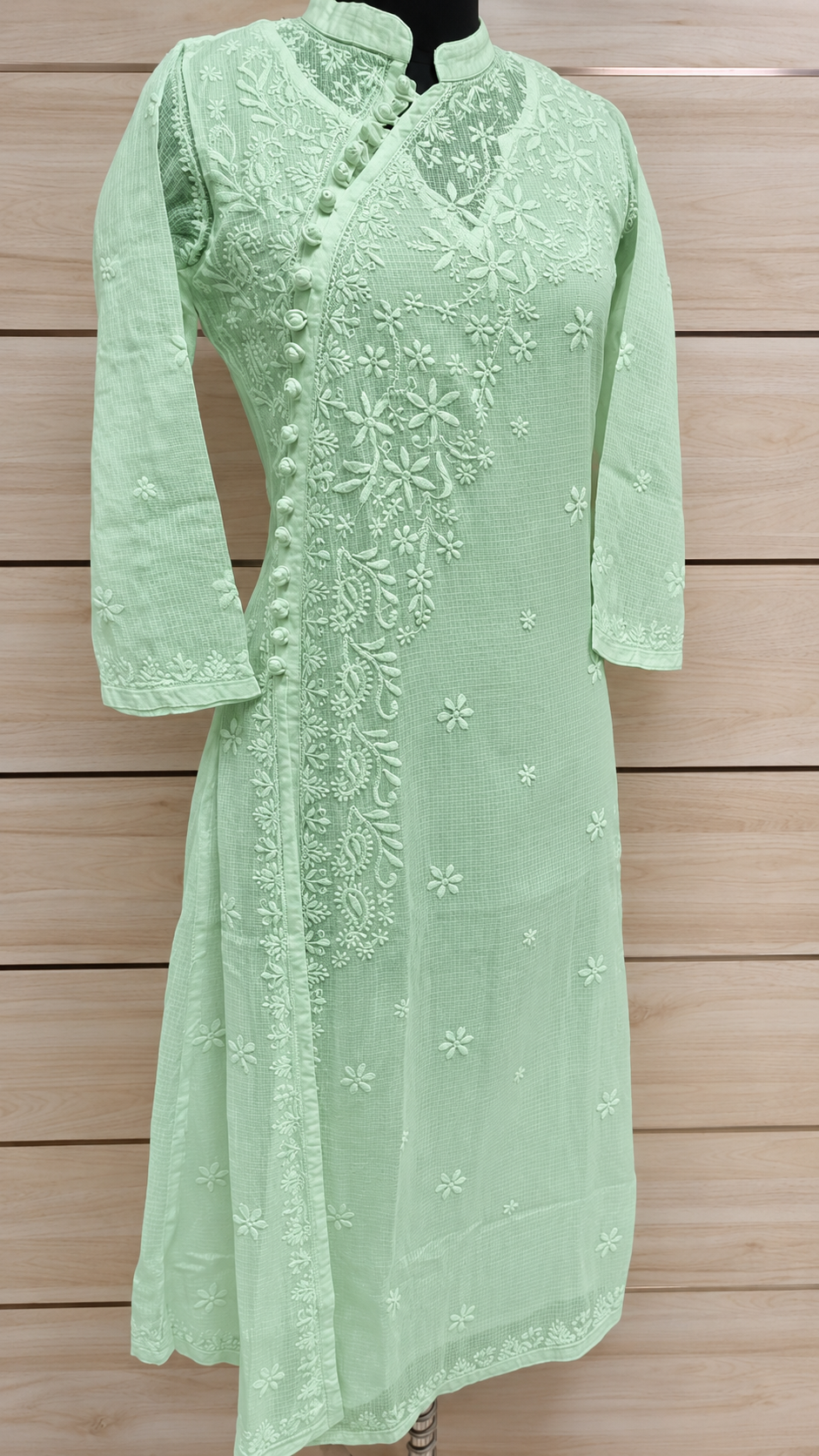 Exclusive Kota Doria Angarakha Side Button Designer Long Dress