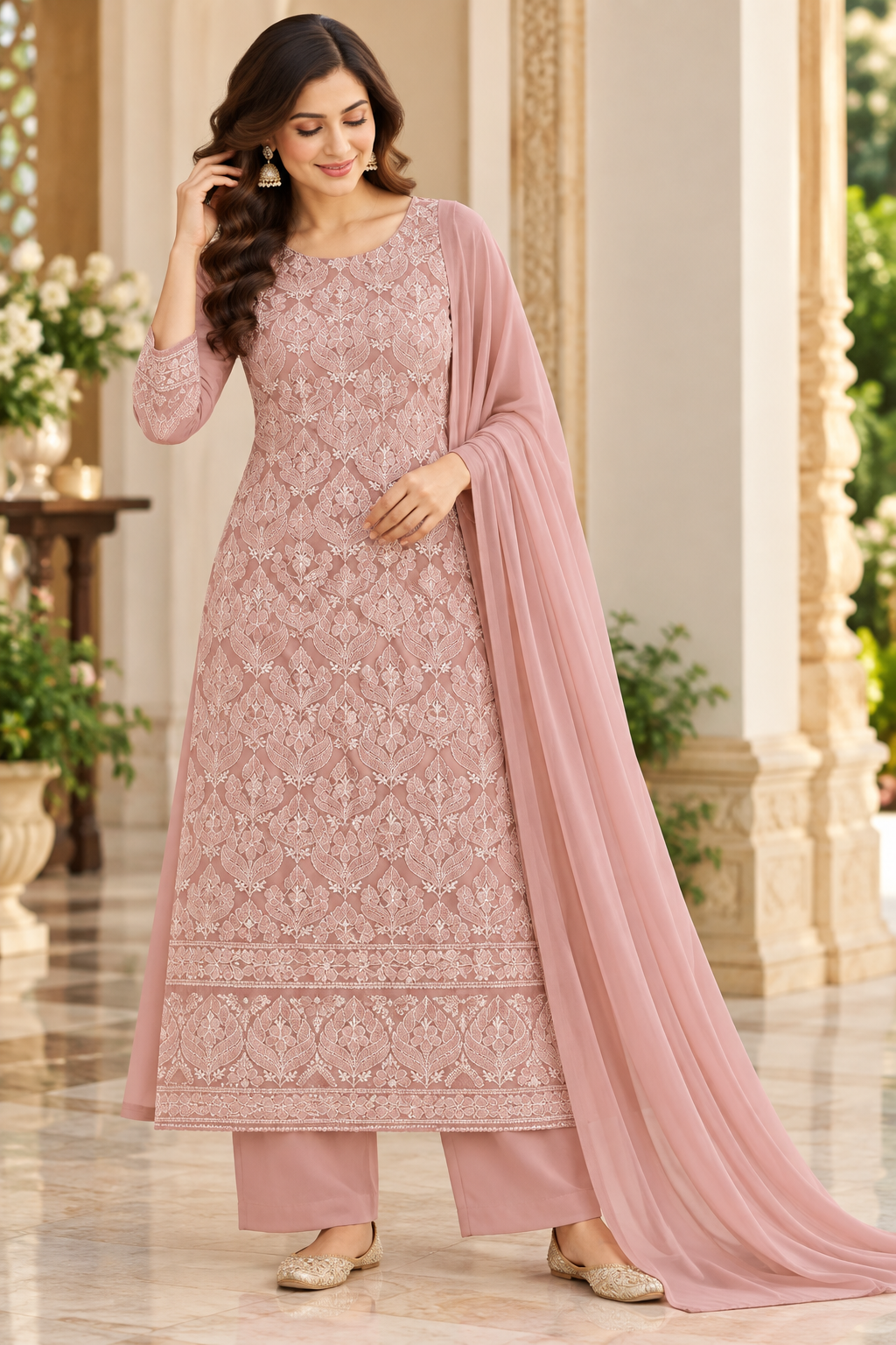 Cotton Superfine Full Front Jaal Jaali Shadow Work 3 Pcs Suit